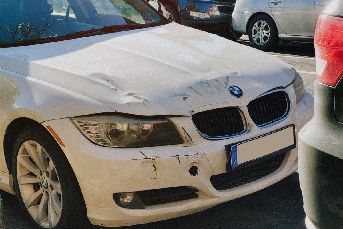Panel work under way on a collision repair