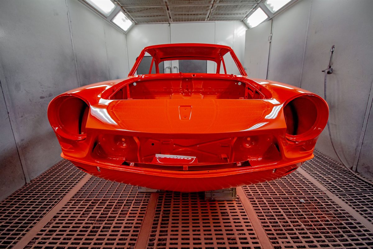 Bare car body shell during preparation